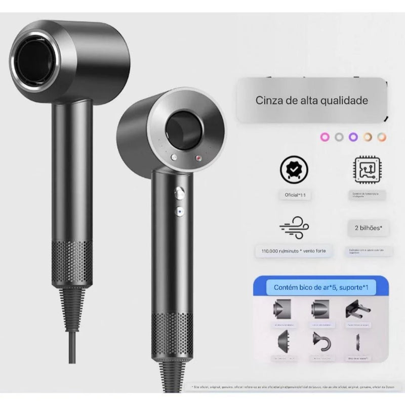 Secador de Cabelo Supersônico Profissional 5 em 1 – Potência, Brilho e Secagem Rápida